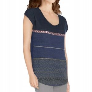 Desigual Navy Patterned Short Sleeve Top